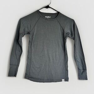 WOOLINO Boys/Girls Gray Merino Wool Base Layer Shirt Long Sleeve Top Sz 10 Kids